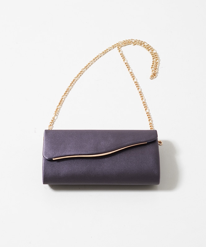 ウェーブラインサテンクラッチバッグ