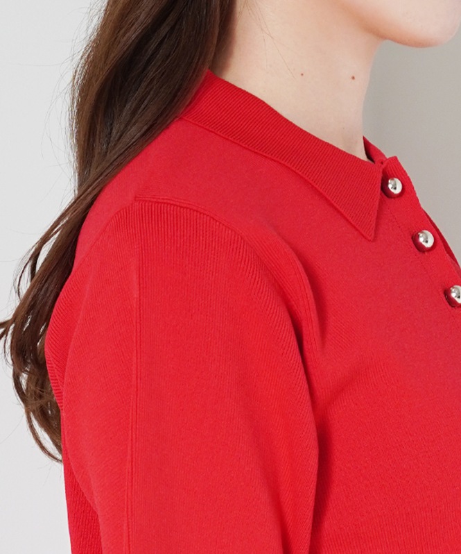 スカラップニットポロ