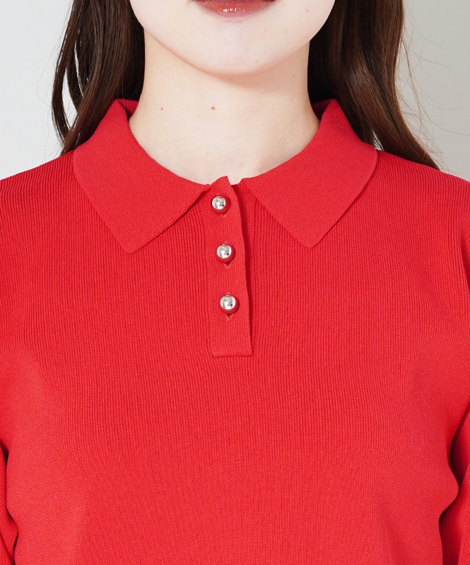 スカラップニットポロ