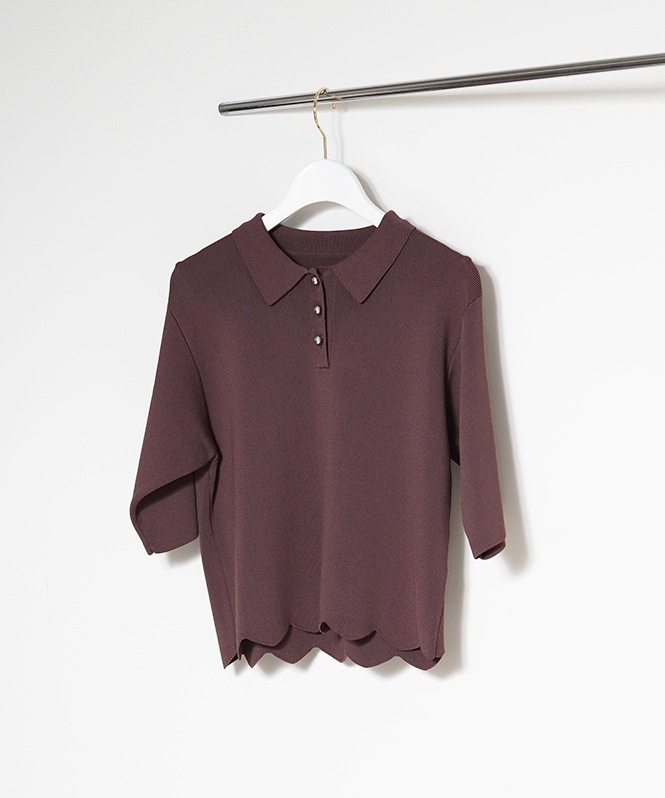 スカラップニットポロ