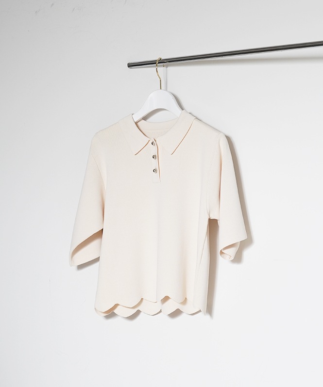 スカラップニットポロ