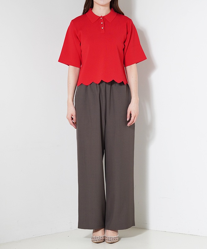 スカラップニットポロ