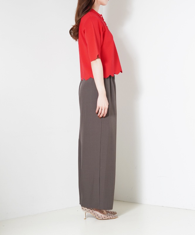 スカラップニットポロ