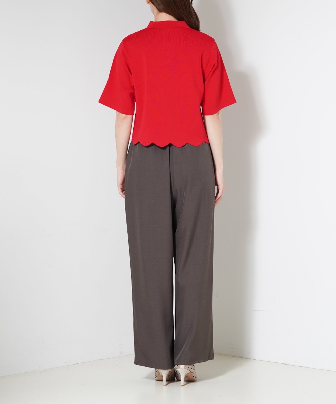 スカラップニットポロ