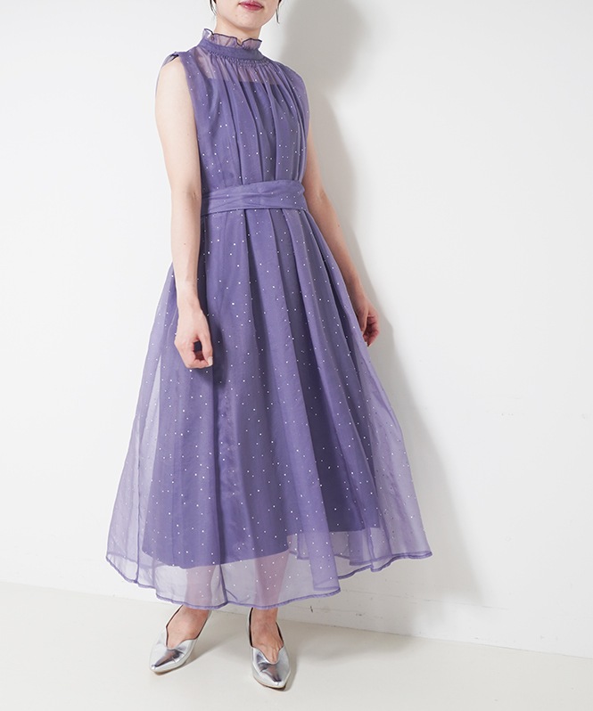 【SELF-PORTRAIT 】ラインストーン付きワンピース VALERIANE ストーンドットボウタイワンピース | DRESS,DRESS