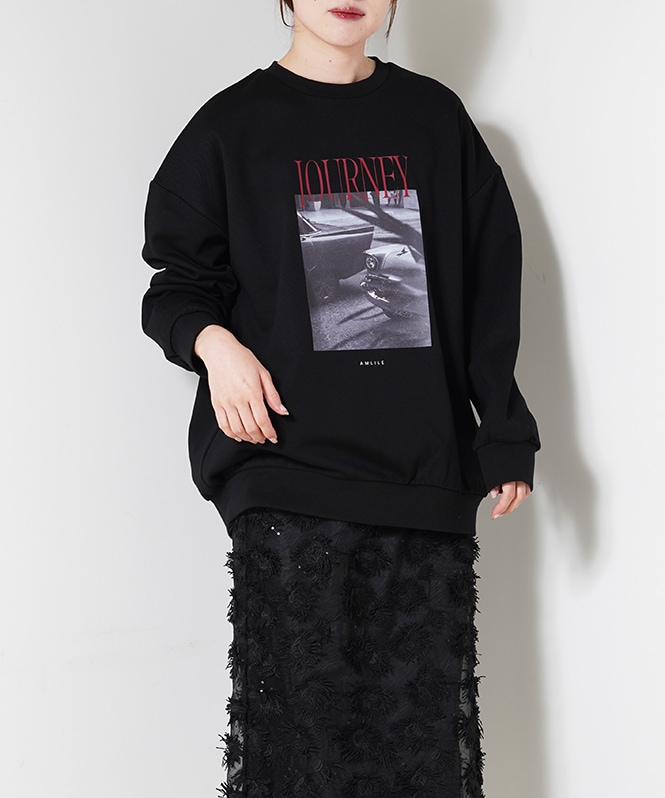 フォトプリント裏毛プルオーバー