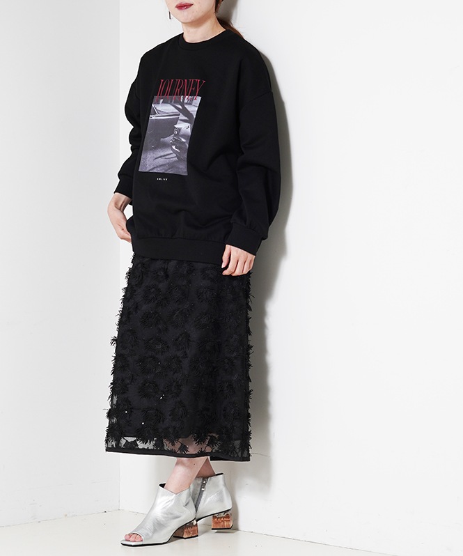 フォトプリント裏毛プルオーバー