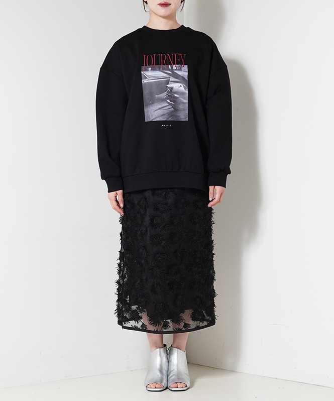 フォトプリント裏毛プルオーバー