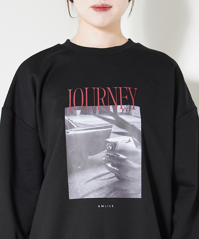 フォトプリント裏毛プルオーバー