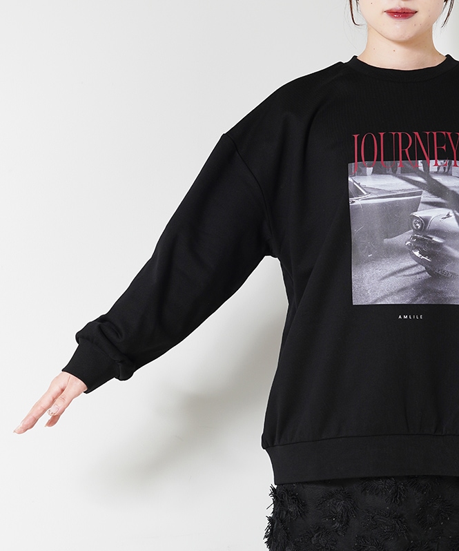 フォトプリント裏毛プルオーバー