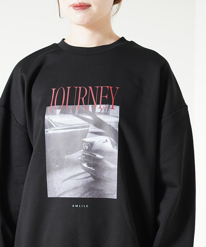 フォトプリント裏毛プルオーバー