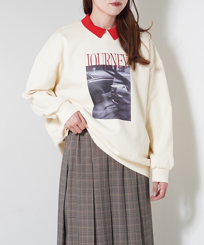 フォトプリント裏毛プルオーバー