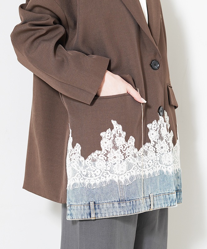 レース×デニムデザインオーバージャケット | OUTER,ジャケット