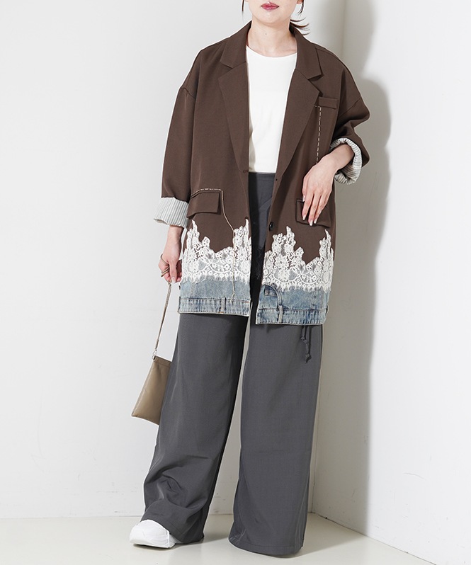 レース×デニムデザインオーバージャケット | OUTER,ジャケット