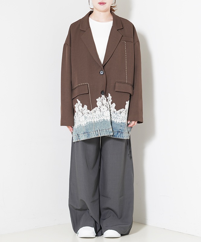 レース×デニムデザインオーバージャケット | OUTER,ジャケット
