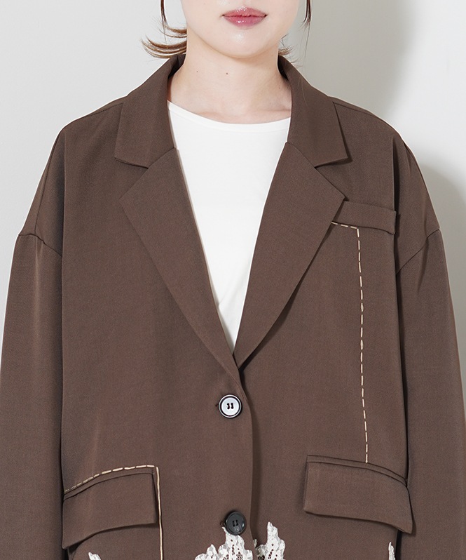 レース×デニムデザインオーバージャケット | OUTER,ジャケット