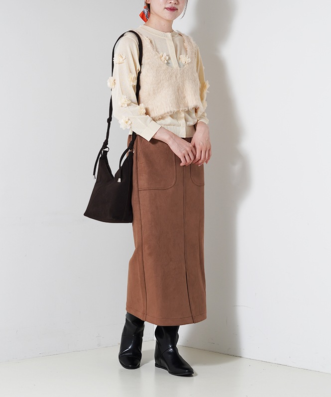 フラワーモチーフニットカーディガン