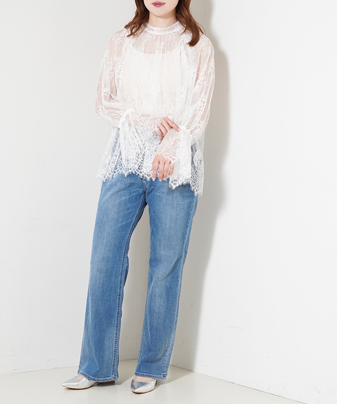 Floral Russell Lace Sheer Blouse
