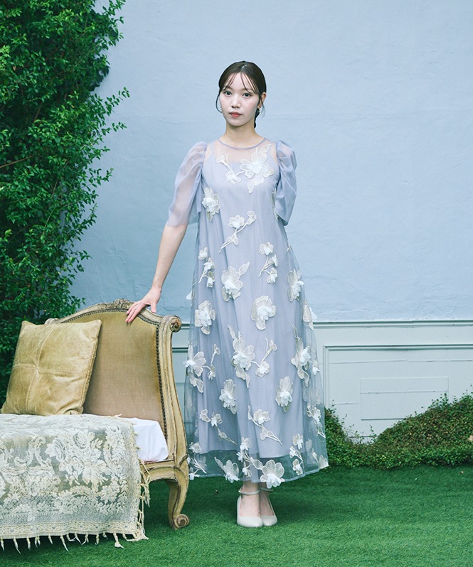 3D floral A-line dress