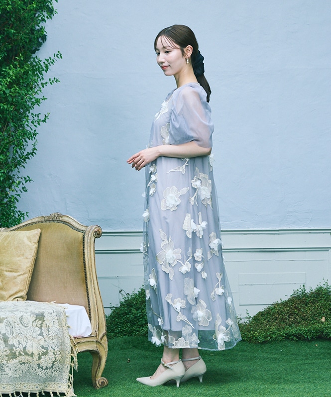 3D floral A-line dress