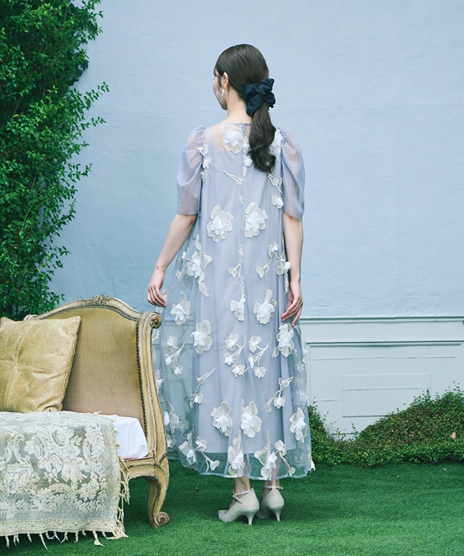3D floral A-line dress