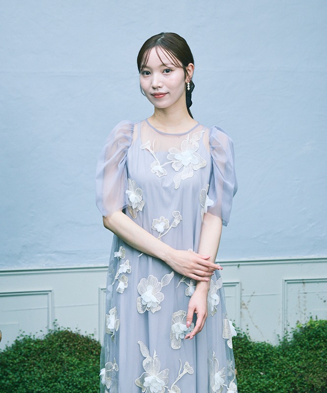 3D floral A-line dress