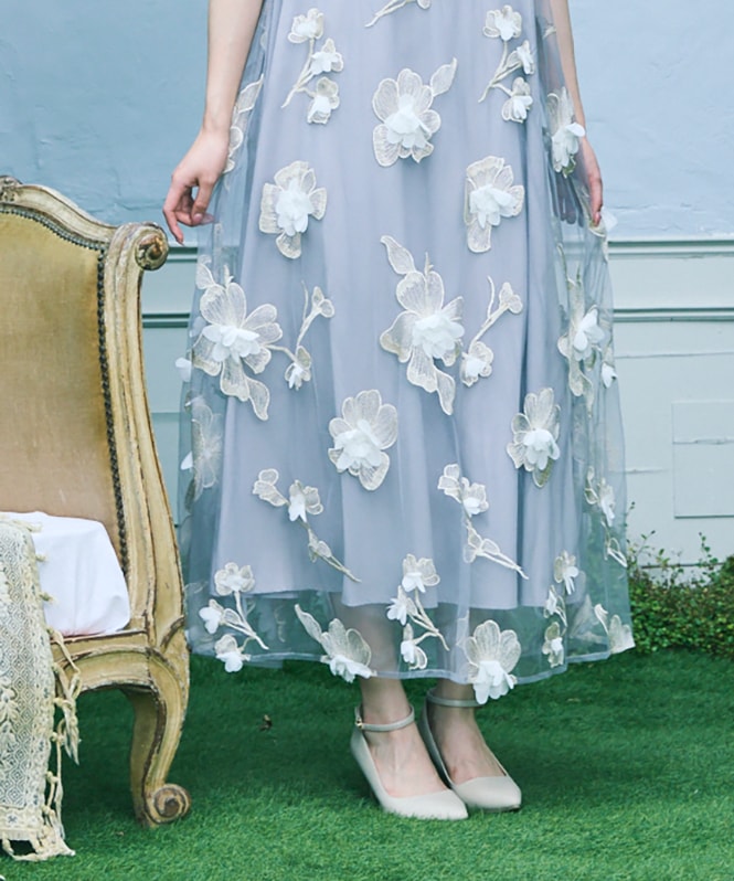 3D floral A-line dress