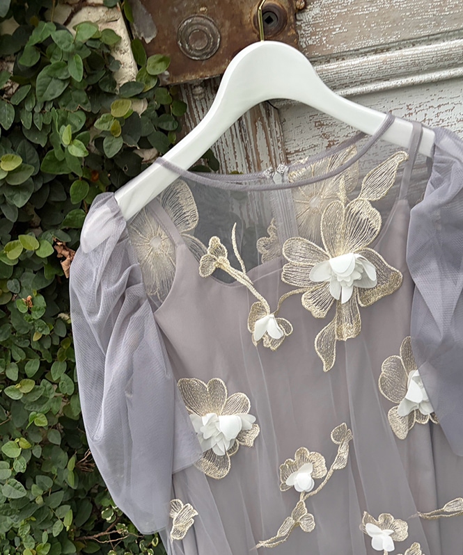 3D floral A-line dress