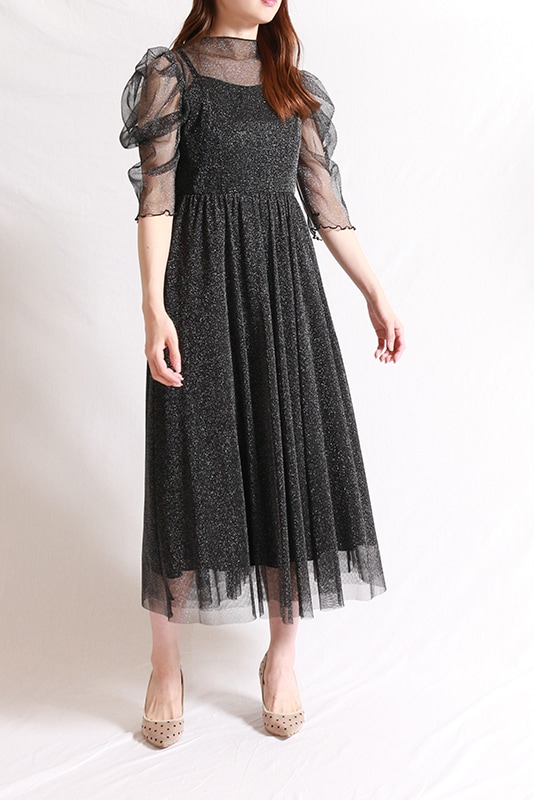 【美品】VALERIANE フレア袖チュールワンピースドレス Lサイズ VALERIANE ジレ×チュールワンピース | DRESS,DRESS | ROOM903 online