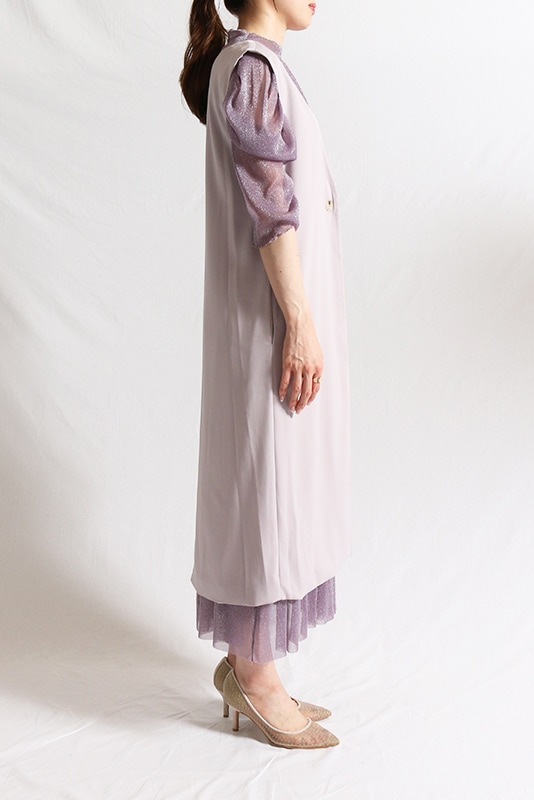 【美品】VALERIANE フレア袖チュールワンピースドレス　Lサイズ VALERIANE 袖フリルチュールワンピース | DRESS,DRESS | ROOM903