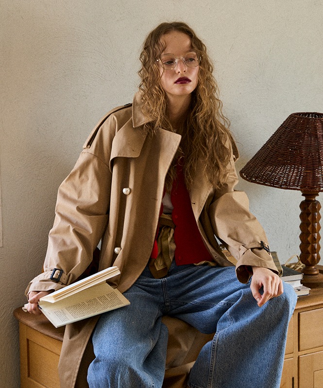 パールボタントレンチコート