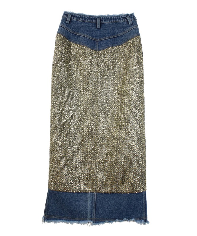ラメツイードドッキングスカート