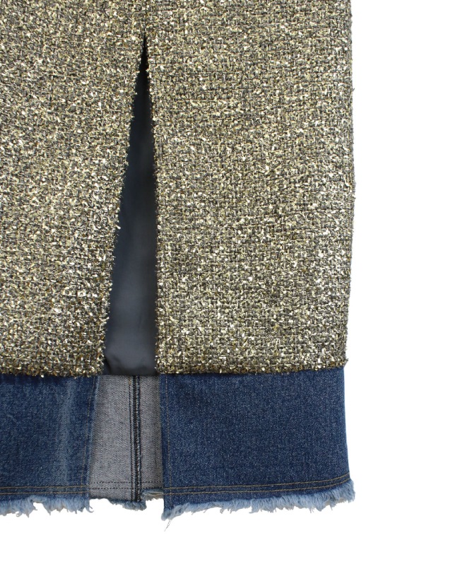 ラメツイードドッキングスカート