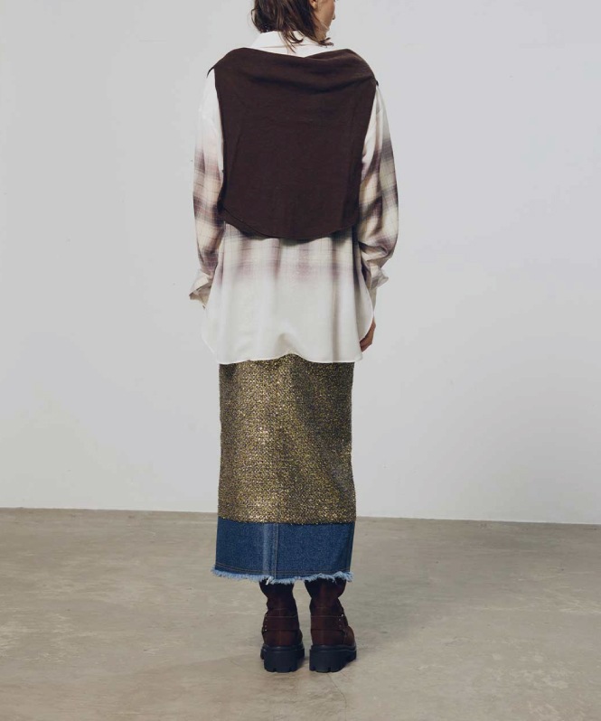 ラメツイードドッキングスカート