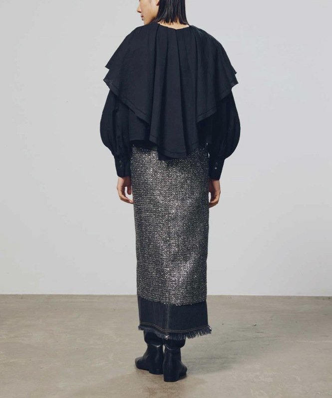 ラメツイードドッキングスカート