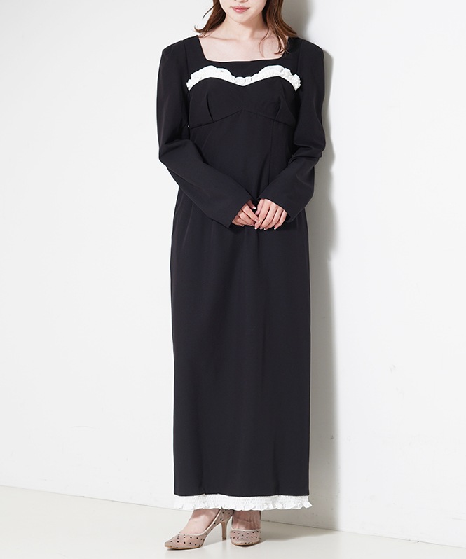 frills trim long dress | DRESS,DRESS | ROOM903 online