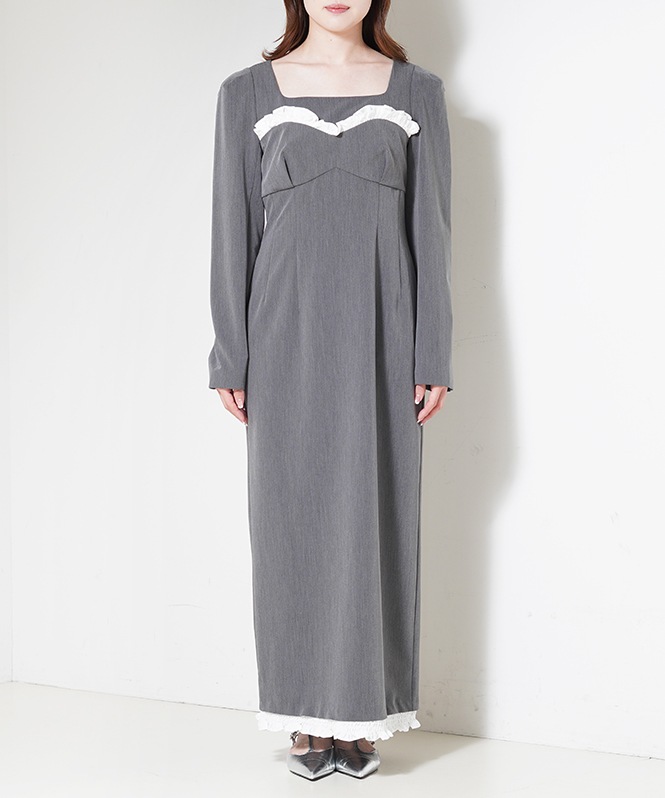 frills trim long dress | DRESS,DRESS | ROOM903 online