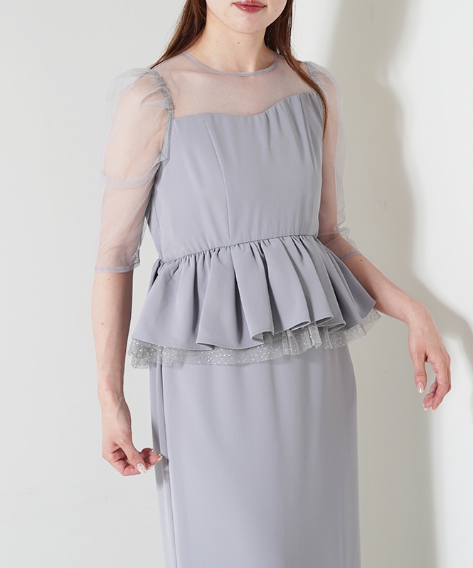 スーツ・フォーマル・ドレス LE'RURE/Wavy neck peplum dress Wavy neck peplum dress | DRESS,DRESS | ROOM903 online