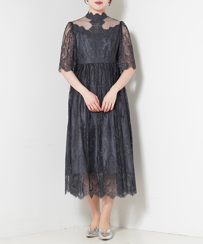 ハイネックレースアンティークドレス