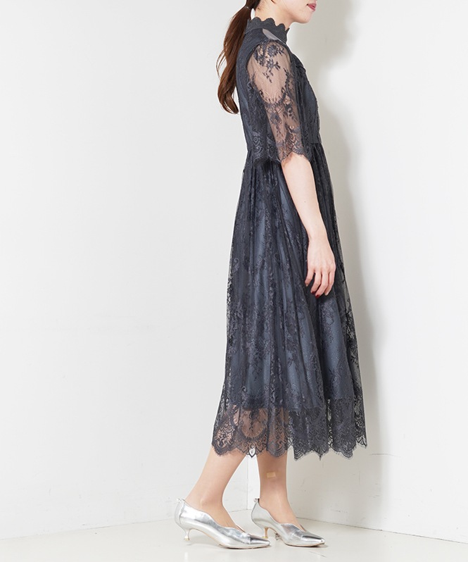 ハイネックレースアンティークドレス