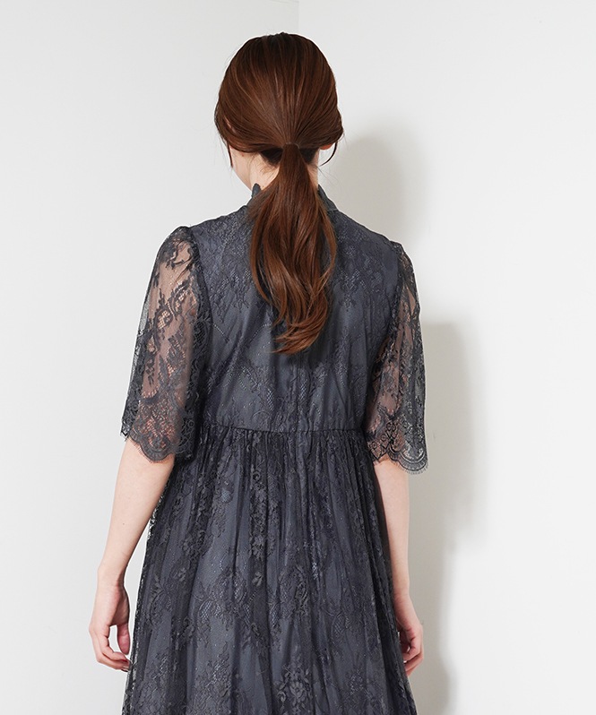 ハイネックレースアンティークドレス