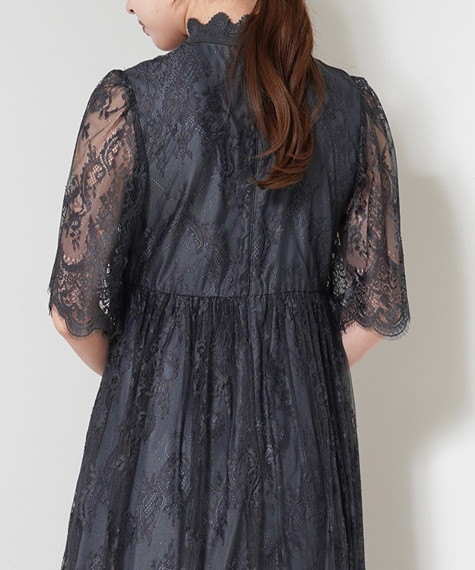 ハイネックレースアンティークドレス
