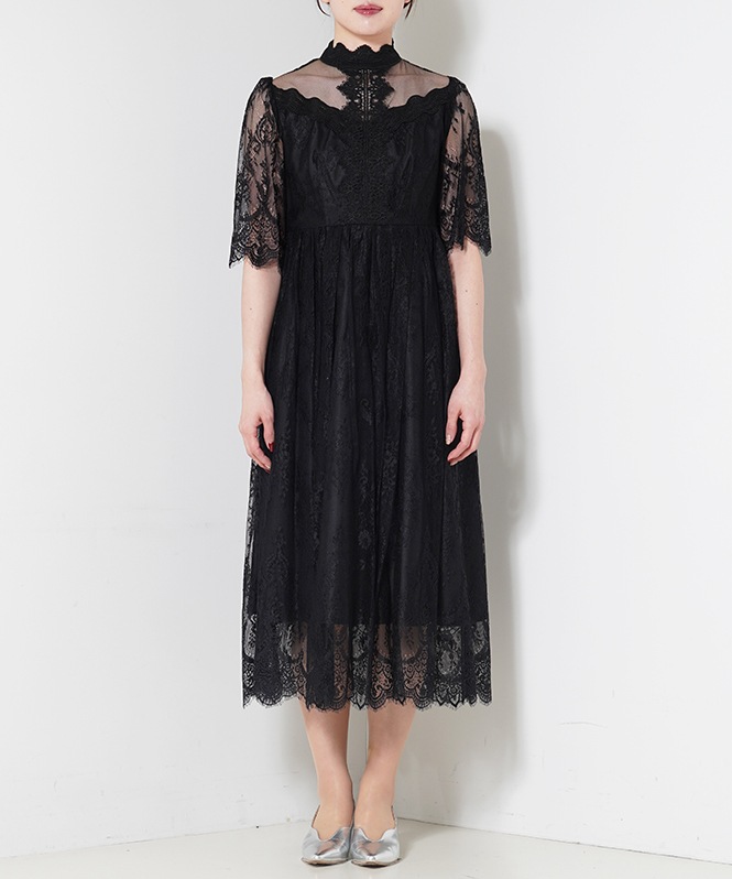 ハイネックレースアンティークドレス