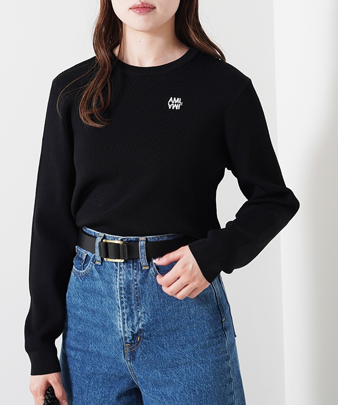 刺しゅうリブニットプルオーバー | TOPS,ニット | ROOM903 online