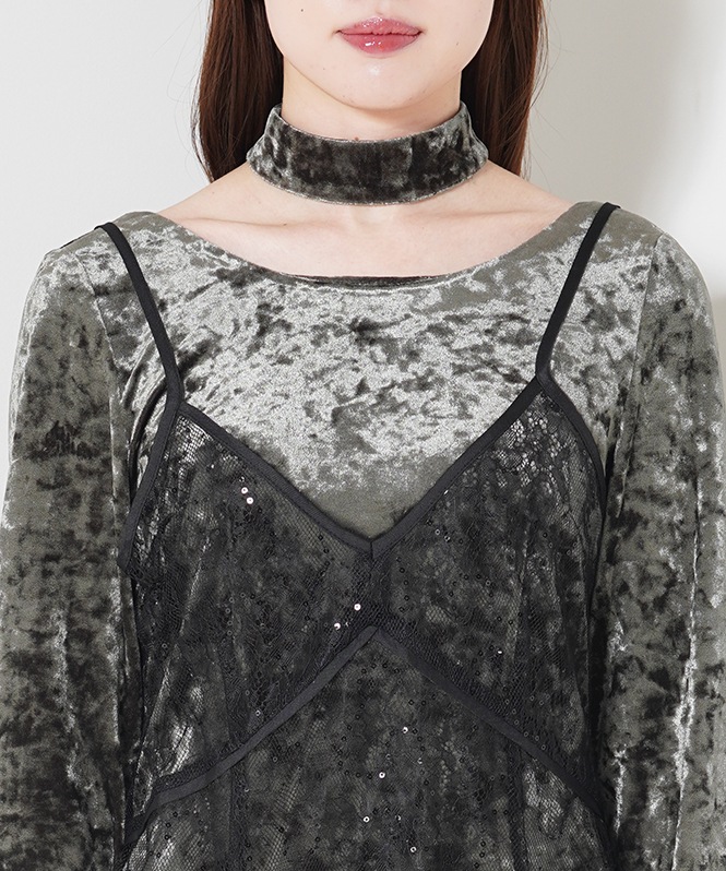 sparkle lace velour dress | ONEPIECE,ドレス | ROOM903 online