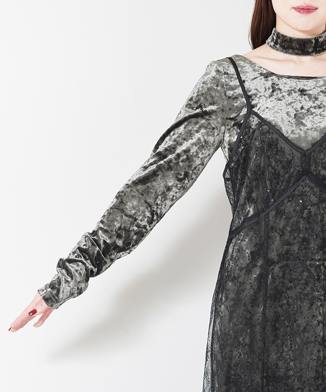 sparkle lace velour dress | ONEPIECE,ドレス | ROOM903 online