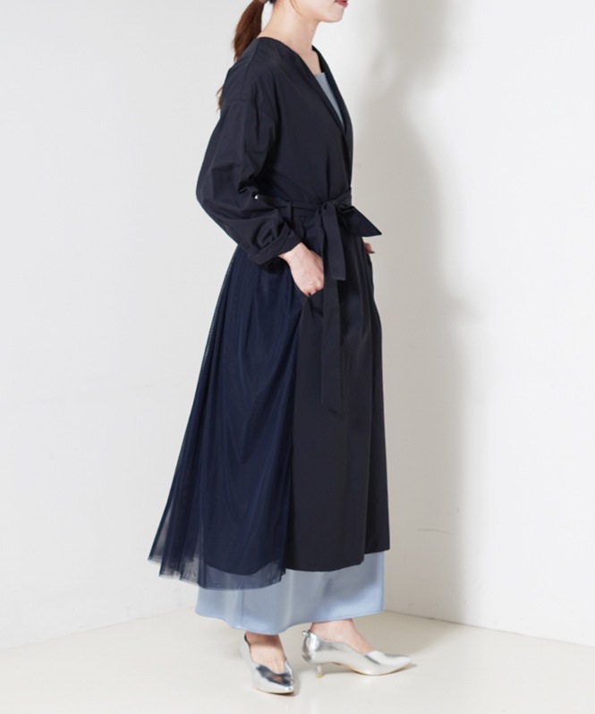 troisiemechaco シアーバックプリーツコート