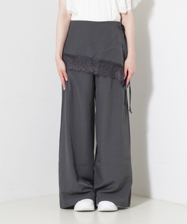 レースレイヤード風ワイドパンツ | PANTS,ワイドパンツ | ROOM903 online