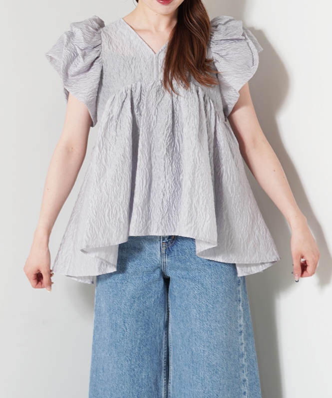 OHGA オーガ スズラン ジャガード ブラウス OHGA オーガ スズラン パフスリーブブラウス ジャガード - メルカリ