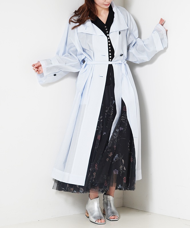 Sheer RIB V neck TOPS